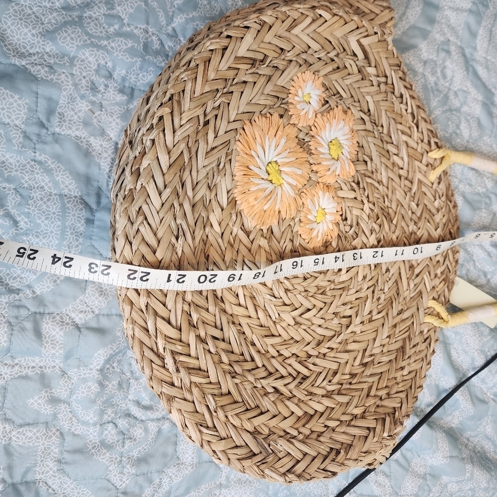 Bay Sky Sea Grass Round Embroidered Floral Tote Bag NWT - Picture 5 of 7